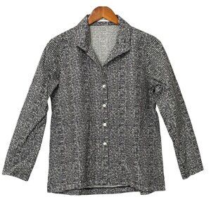 Vitamin Clothing Black White Oversized Shirt Top Button Up Pockets Cotton Size S